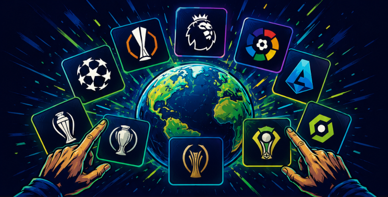 Ilustración de un calendario con partidos de fútbol y torneos